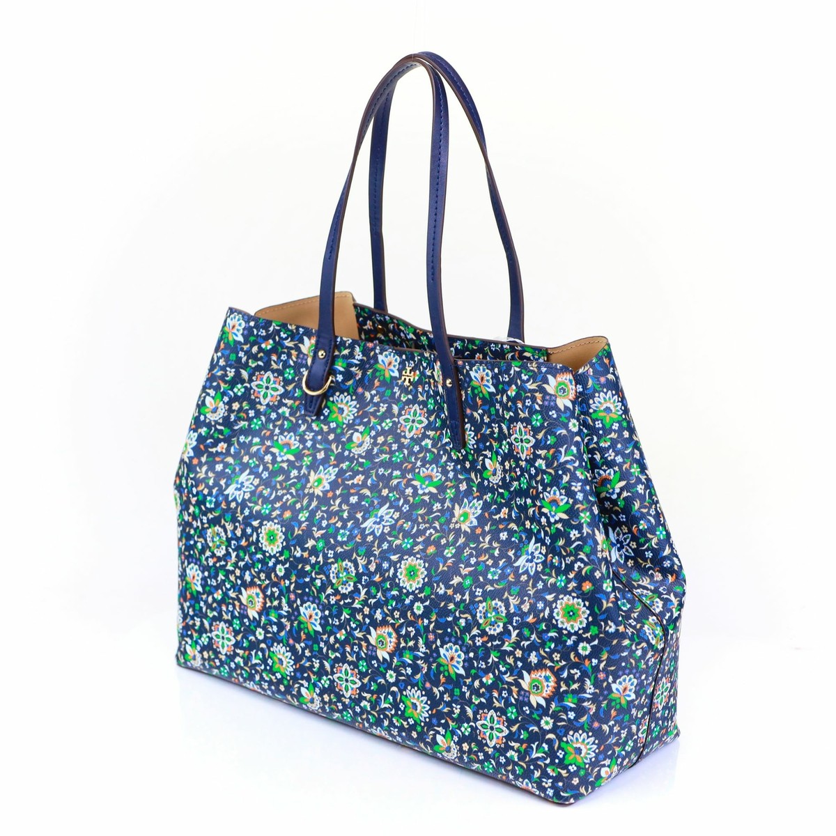 バッグ TORY BURCH Tory Burch Kerrington Square Tote Navy Floral Flower SHOPPER