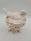 Vtg Westmoreland Glass Pinkish Almondish Robin On Nest Candy Dish~RARE
