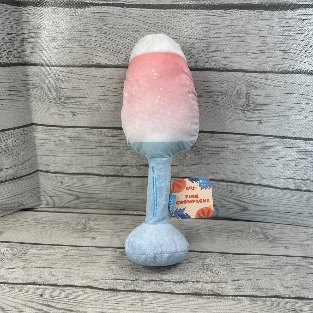 Bark Box Champagne Pink Blue Chompagne Plush Squeak Spiky Ball Dog