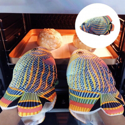 1Pcs Heat-resistant Glove Lovely Fish Shape Cotton Oven Mitt Lightweight 