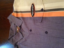 Harley Davidson Motorcycles Embroidered Mechanic Button Front Shirt Mens M 