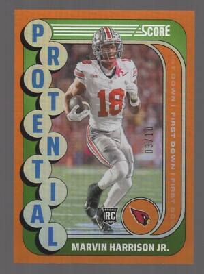 2024 Score Football MARVIN HARRISON JR Protential First Down Parallel RC #3/10