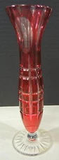 Elegant Ruby Cut to Clear Bud Vase