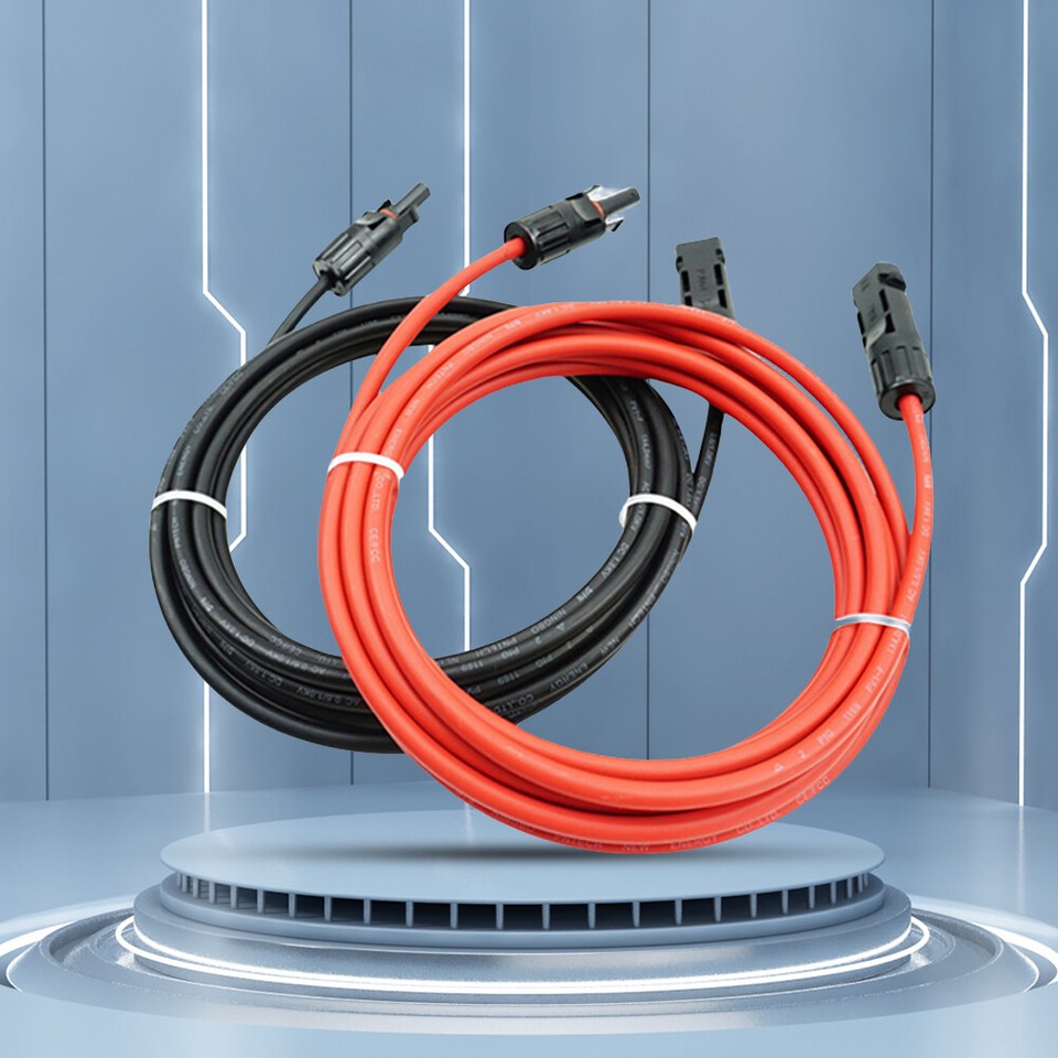 Copper Wire Black Red Solar Connector PV Cable 12/10 AWG Solar Panel Adapter Kit eBay
