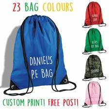 Personalised PE/Gym Kit Bag ? Premium Kids School Drawstring Rucksack