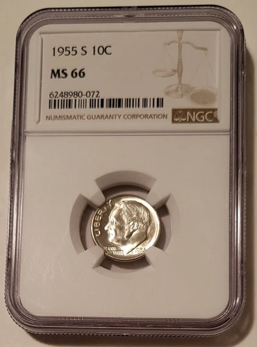 1955 S Roosevelt Dime MS66 NGC