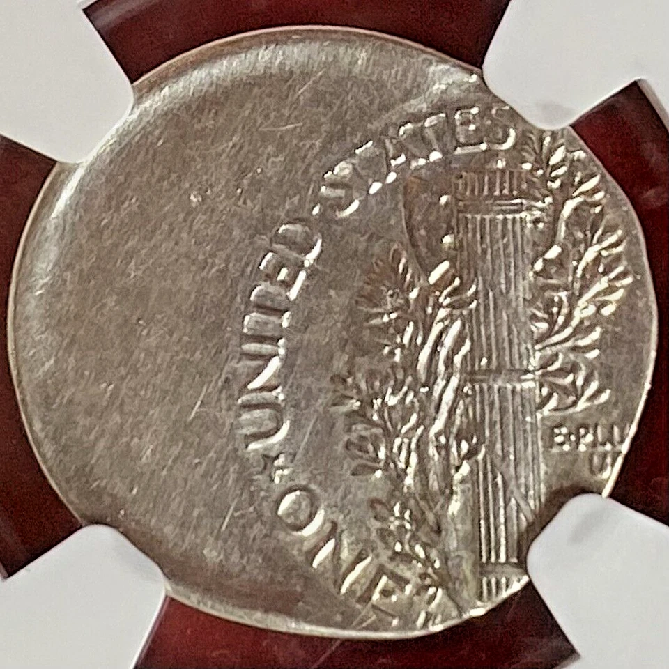 MERCURY DIME STRUCK 40% OFF CENTER NGC UNC! - Image 2 of 3
