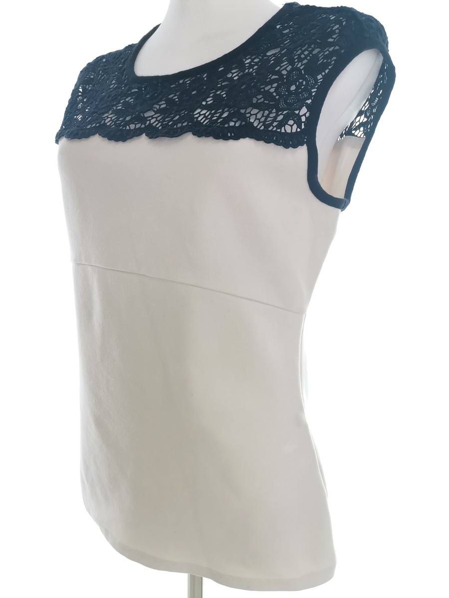 Karen MILLEN Size 14 (42) Ivory Open Knit Blouse Viscose