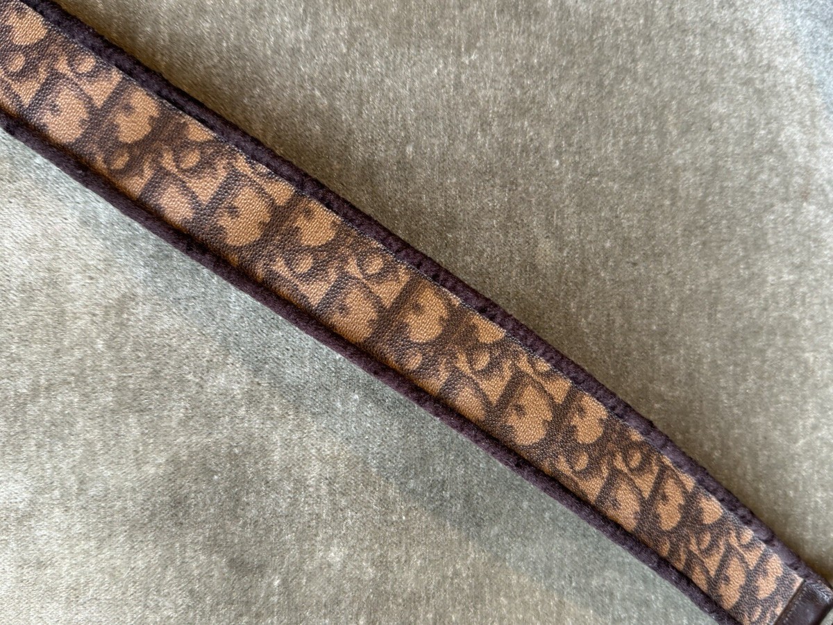 Vintage Christian Dior Monogram Leather Belt Italy Rare - 34