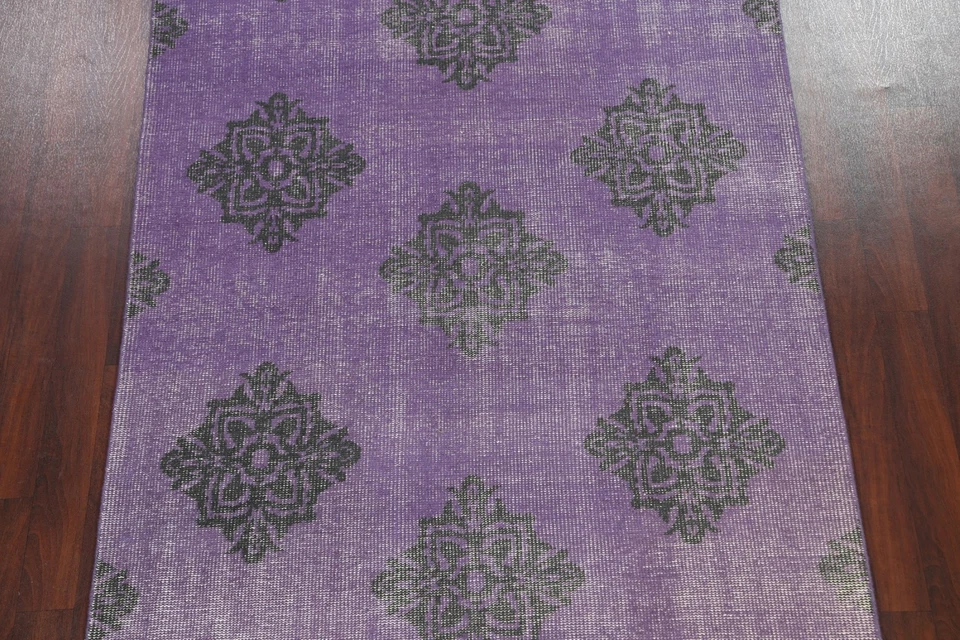 PURPLE Modern Oushak Oriental Area Rug Vintage Style Handmade Wool Carpet 6x9 ft - Image 3 of 4