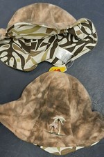 NWT GRACE KIDS TODDLER Palm Tree BROWN TERRY CAMO BEACH SUN HAT / ANIMAL LINING
