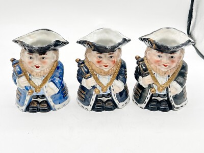 3 X VINTAGE LEONARDO KERAMIK FIGUR KRÜGE STADT BÜRGERMEISTER DESIGN