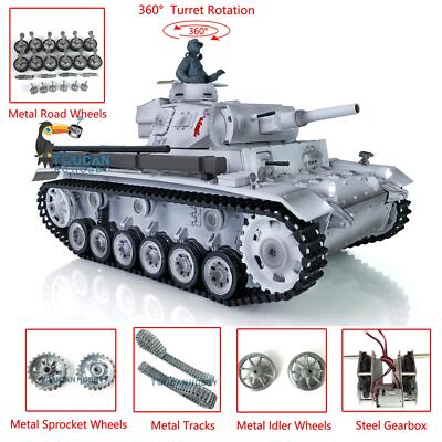 Henglong 1/16 7.0 Customized Panzer III H RTR BB IR RC Tank 3849 Metal Wheels