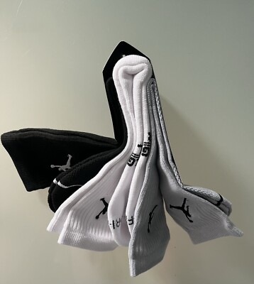 Authentic Nike Jordan Jumpman 3-Pack Crew Socks - Black/White/Gray