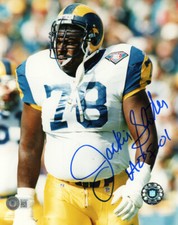 JACKIE SLATER SIGNED AUTOGRAPHED 8x10 PHOTO LOS ANGELES RAMS LEGEND BECKETT BAS