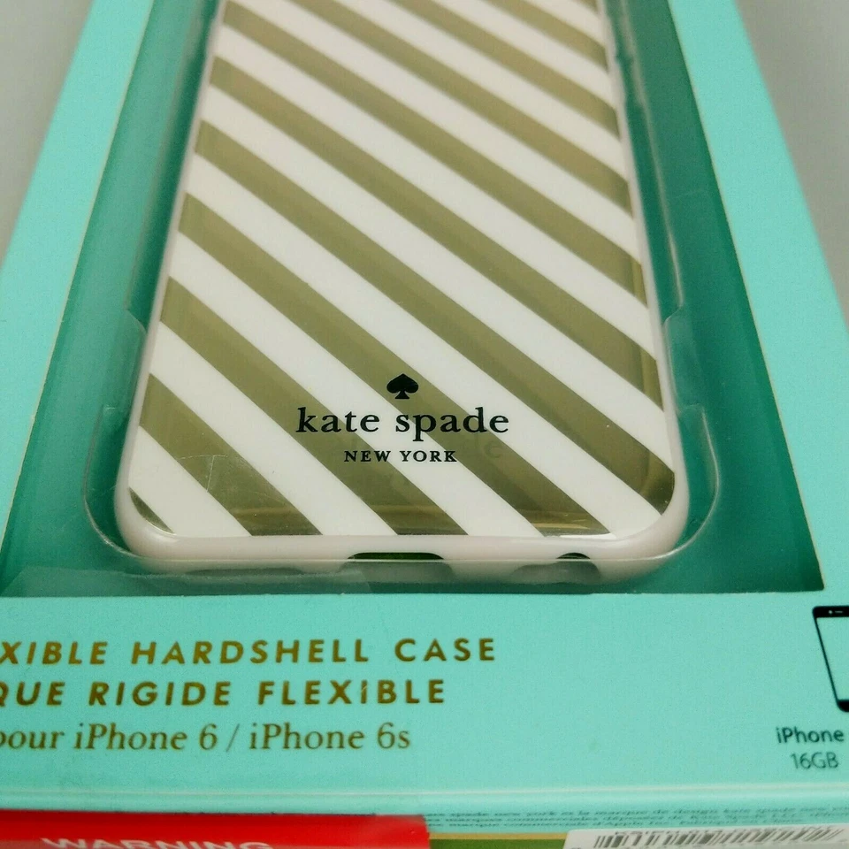 Kate Spade - Funda rígida flexible para teléfono rosa con rayas plateadas para iPhone 6/6s Foto 2 de 4