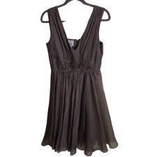 Suzi Chin For Maggy Boutique Stunning Neutral Taupe Cocktail Dress Size 8