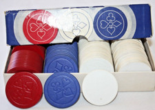 Vintage Composite Poker Chips Original Box of 93 c.1940