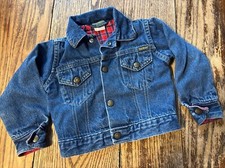 Vintage 1980  s Osh Kosh Flannel Lined Denim Jean Jacket Size 3T
