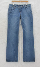 Volcom Hergo Bootcut Jeans Juniors Sz 5 Blue Double Button Ultra Low Rise 1415