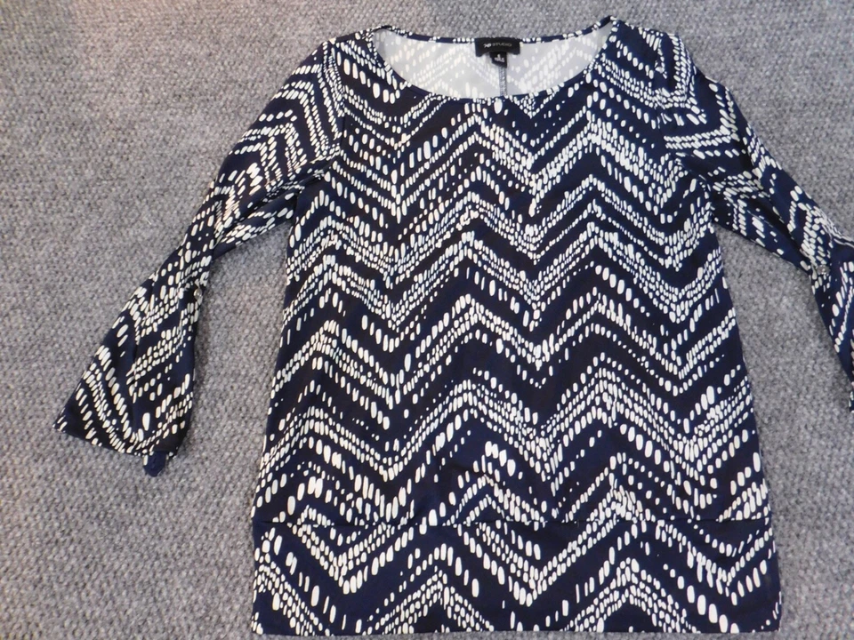 Ab Studio Womens Blouse Small Blue pullover designer stretch top - Image 3 of 4