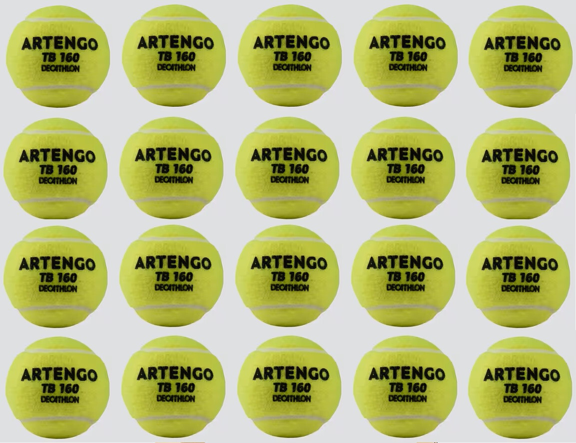 Balles de tennis Artengo TB160 jaunes en lot de 20 pour entraînement de club