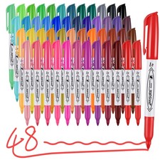 48 Colors Permanent Markers, Assorted Colors Vibrant Markers, Fine Point Work...