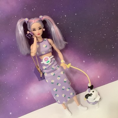 Barbie Doll , Odile Face Lavender Hair, MTM Articulated , Twinning Clothes , New