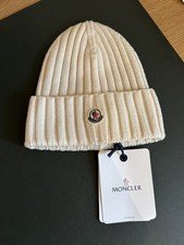 Berretto Moncler Beanie unisex bianco beige nuovo originale con etichetta prezzo nuovo 220€