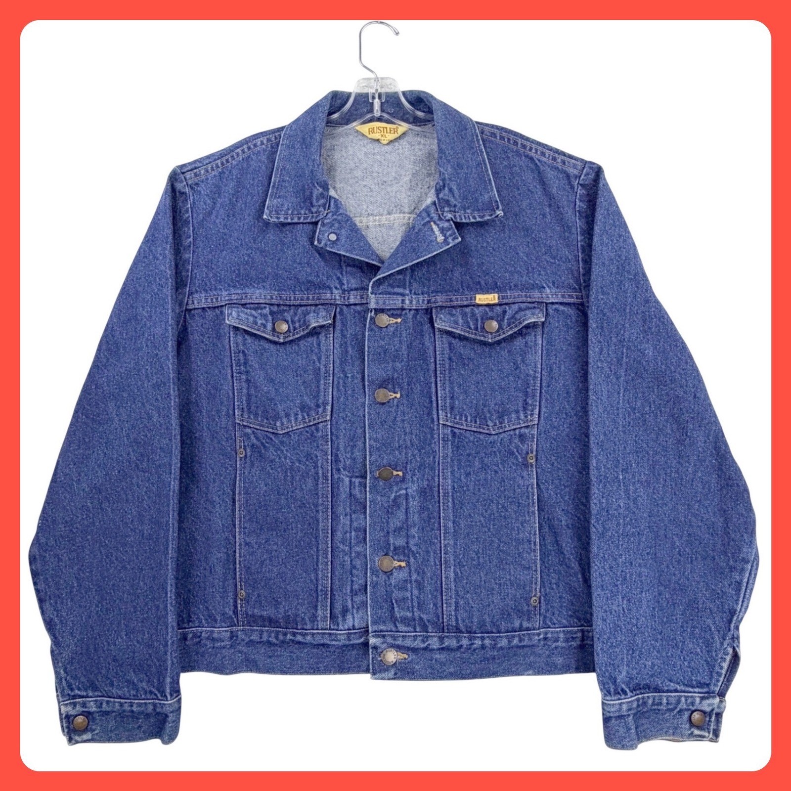 Faded blue Rustler denim trucker jacket with western-style yoke