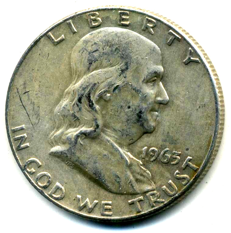 1963 D FRANKLIN HALF DOLLAR 90% SILVER 50 CENT OLD RARE 50CENT FACE COIN 10#6965