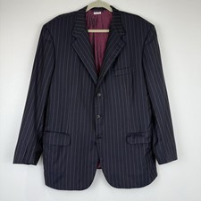Brioni Palatino Navy Pinstripe Wool Blazer Jacket Size 48R