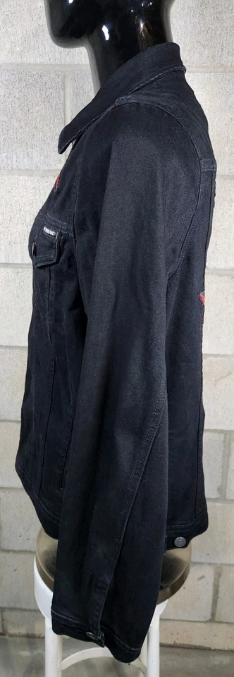 Members Only Tiger and Stars Black Denim Jacket Men's Size XL - Image 4 of 4