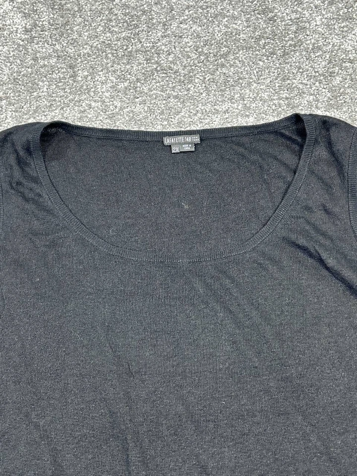 Lafayette 148 Tank Top Womens 2x Black Linen Silk Pullover - Image 2 of 4