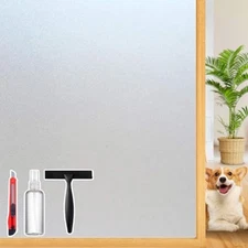 Frosted Glass Window Privacy Film Decorative with Tools, 2 Way Frosting Privacy 