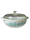 Vintage Pyrex Snowflake Blue Garland Casserole Dish 023 1.5 Qt with Glass Lid