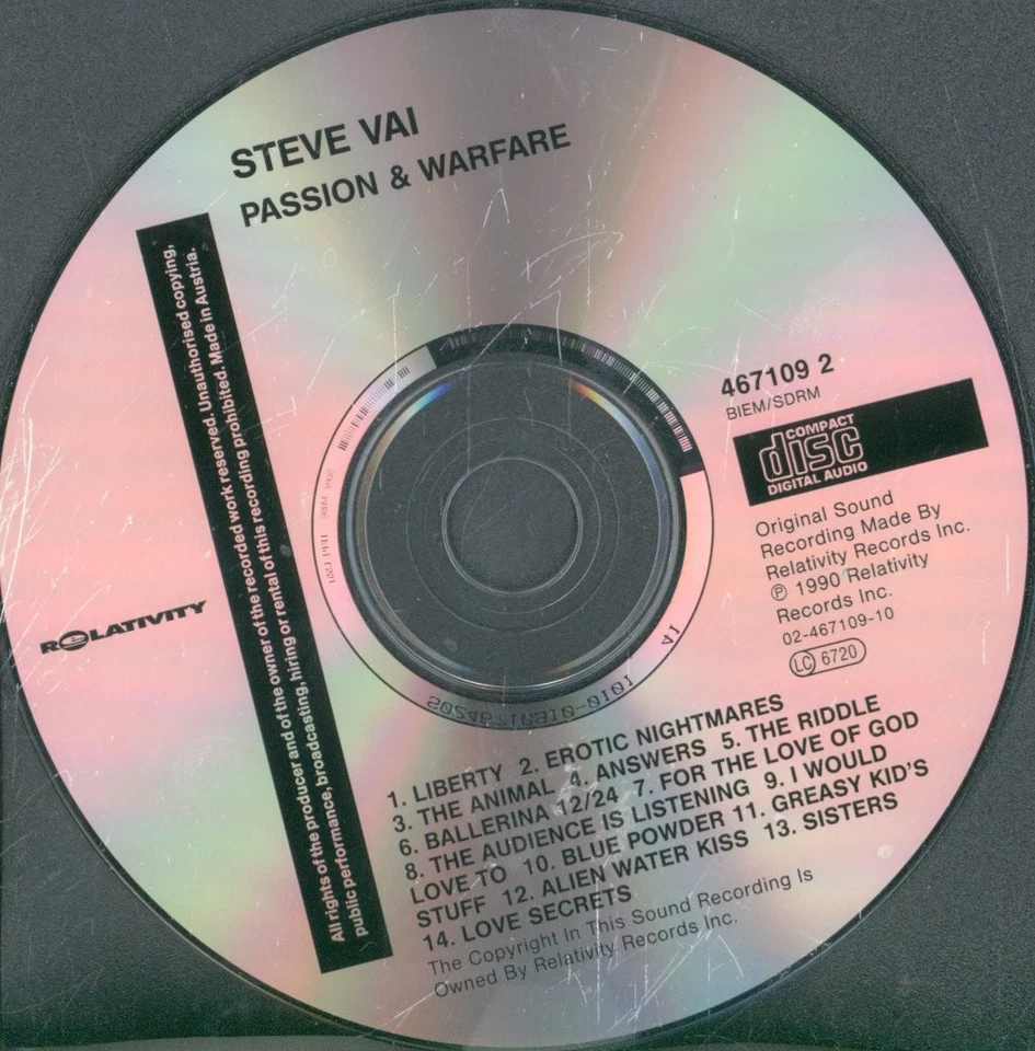 Steve Vai Passion And Warfare CD Europa Relativity 4671092 - Bild 3 von 3