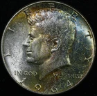 1964 Kennedy Half Dollar 90% SILVER COIN TONED #X33