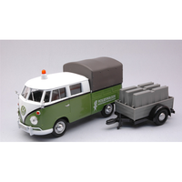 Vw T2 Pick Up Road Maintenance Trailer Green/White 1:24 Motormax Veicoli Commerc