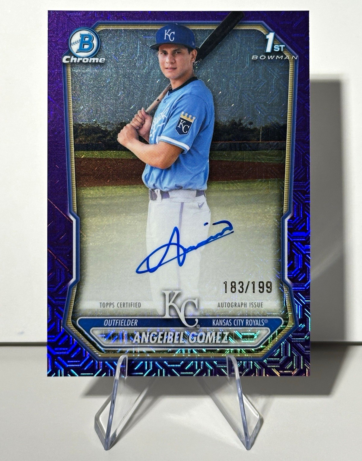 Angeibel Gomez Topps Bowman Chrome 1st Bowman Auto Purple Mojo /199 Royals view 1