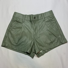 NWT American Eagle Stretch Green Vegan Leather High Rise Trouser Short Size 2