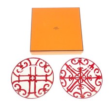 Assiette à pain HERMES Guadalquivir n°5 n°6 lot de 2 pièces porcelaine rouge blanc 17 cm