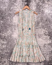 Poupette St Barth Dress Small Womens Cotton Floral Embroidered Tiered Mini