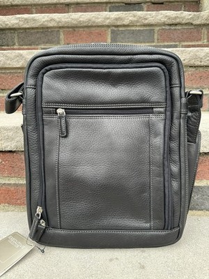 WILSONS LEATHER El Portal Executive Black Leather NEW W/tags Shoulder Bag Men s
