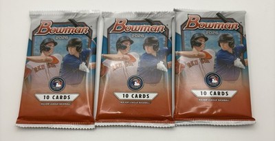 2026 Topps Bowman Baseball Value/Blaster Packs (3) THREE Packs - 10 Cards Each