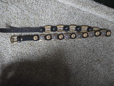 VINTAGE Versace Medusa Black Leather Belt w/ Gold Medusa Medallions XL - 1738