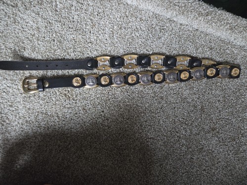 VINTAGE Versace Medusa Black Leather Belt w/ Gold Medusa Medallions XL - 1738