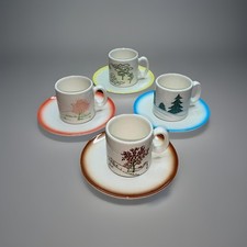 Pagnossin Treviso Expresso Tea Cups Saucers Italy Ironstone Four Seasons Set 4