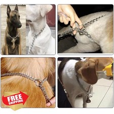 Silver Chain Collar Small Med Dog 2 Pack Training Choke Martingale