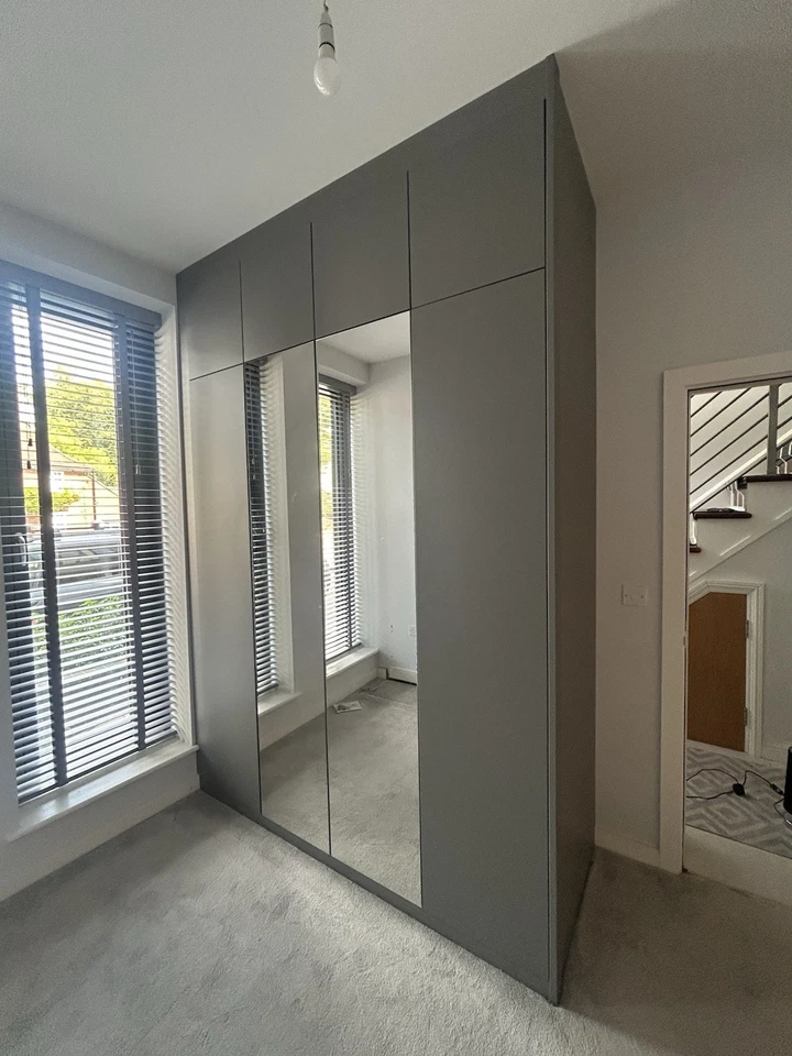 Sharps Fitted 4 Door Wardrobe with Hanging Rail In Grey - Image 2 of 4